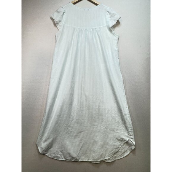 Miss Elaine Women's Nightgown Dress Sleepwear Size M White Green Floral Embroide - Picture 11 of 14